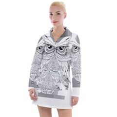 Owl Illustration T- Shirtowl T- Shirt (1) Women s Long Sleeve Casual Dress by maxcute