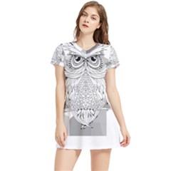 Owl Illustration T- Shirtowl T- Shirt (1) Women s Sports Skirt by maxcute