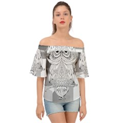 Owl Illustration T- Shirtowl T- Shirt (1) Off Shoulder Short Sleeve Top by maxcute