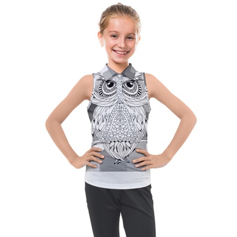 Owl Illustration T- Shirtowl T- Shirt (1) Kids  Sleeveless Polo Tee by maxcute