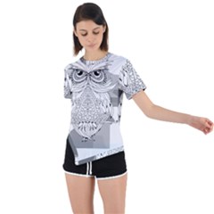 Owl Illustration T- Shirtowl T- Shirt (1) Asymmetrical Short Sleeve Sports Tee by maxcute