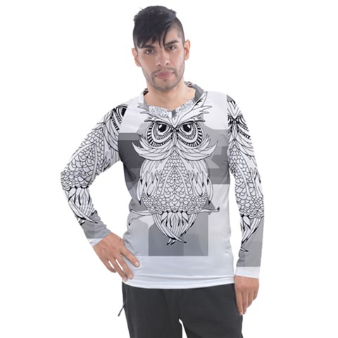 Owl Illustration T- Shirtowl T- Shirt (1) Men s Pique Long Sleeve Tee by maxcute