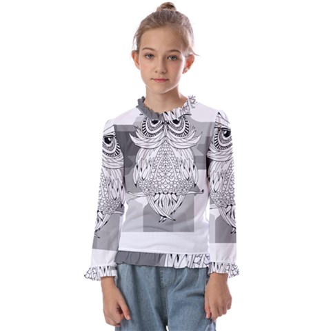 Owl Illustration T- Shirtowl T- Shirt (1) Kids  Frill Detail Tee by maxcute