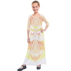 Owl Illustration T- Shirtowl T- Shirt (2) Kids  Quarter Sleeve Maxi Dress by maxcute