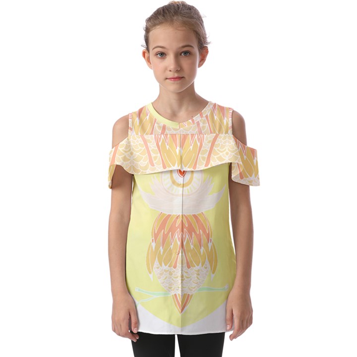 Owl Illustration T- Shirtowl T- Shirt (2) Fold Over Open Sleeve Top