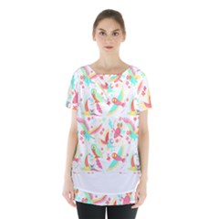 Owl T- Shirt Owl Pattern T- Shirt Skirt Hem Sports Top by maxcute