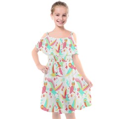 Owl T- Shirt Owl Pattern T- Shirt Kids  Cut Out Shoulders Chiffon Dress by maxcute