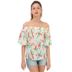 Owl T- Shirt Owl Pattern T- Shirt Off Shoulder Short Sleeve Top by maxcute