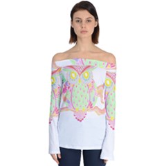 Owl T- Shirt Spring Owl T- Shirt Off Shoulder Long Sleeve Top by maxcute