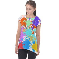 Paint Splatter T- Shirt Abstract Paint Splash T- Shirt Cap Sleeve High Low Top by maxcute