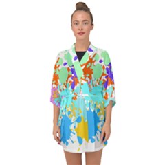 Paint Splatter T- Shirt Abstract Paint Splash T- Shirt Half Sleeve Chiffon Kimono by maxcute