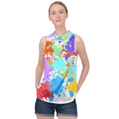 Paint Splatter T- Shirt Abstract Paint Splash T- Shirt High Neck Satin Top by maxcute