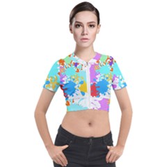 Paint Splatter T- Shirt Abstract Paint Splash T- Shirt Short Sleeve Cropped Jacket by maxcute