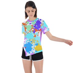 Paint Splatter T- Shirt Abstract Paint Splash T- Shirt Asymmetrical Short Sleeve Sports Tee by maxcute