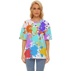 Paint Splatter T- Shirt Abstract Paint Splash T- Shirt Oversized Basic Tee by maxcute