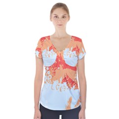 Painting T- Shirt Painting T- Shirt Short Sleeve Front Detail Top by maxcute