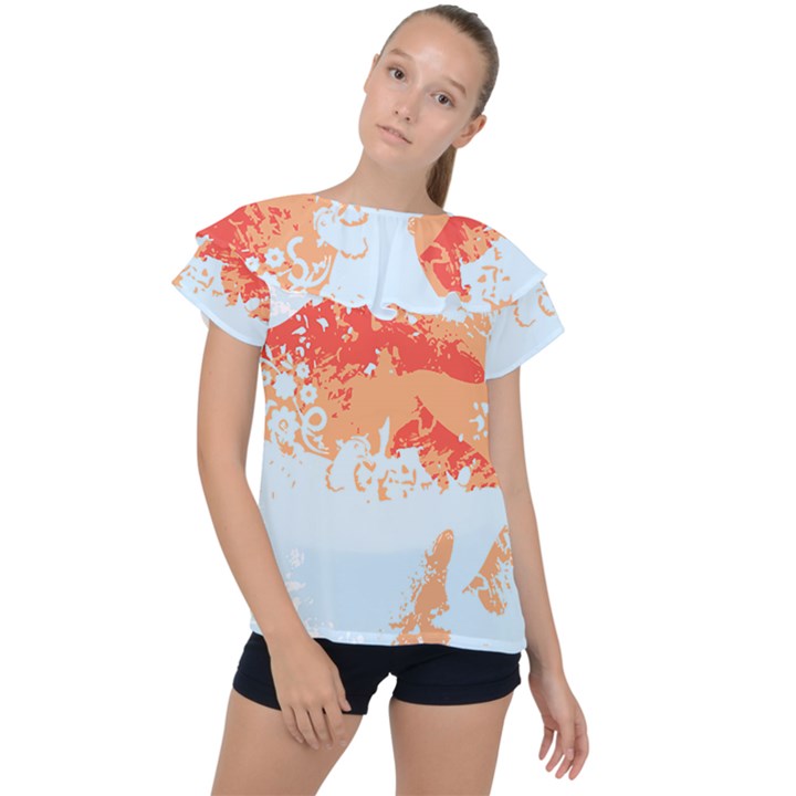 Painting T- Shirt Painting T- Shirt Ruffle Collar Chiffon Blouse