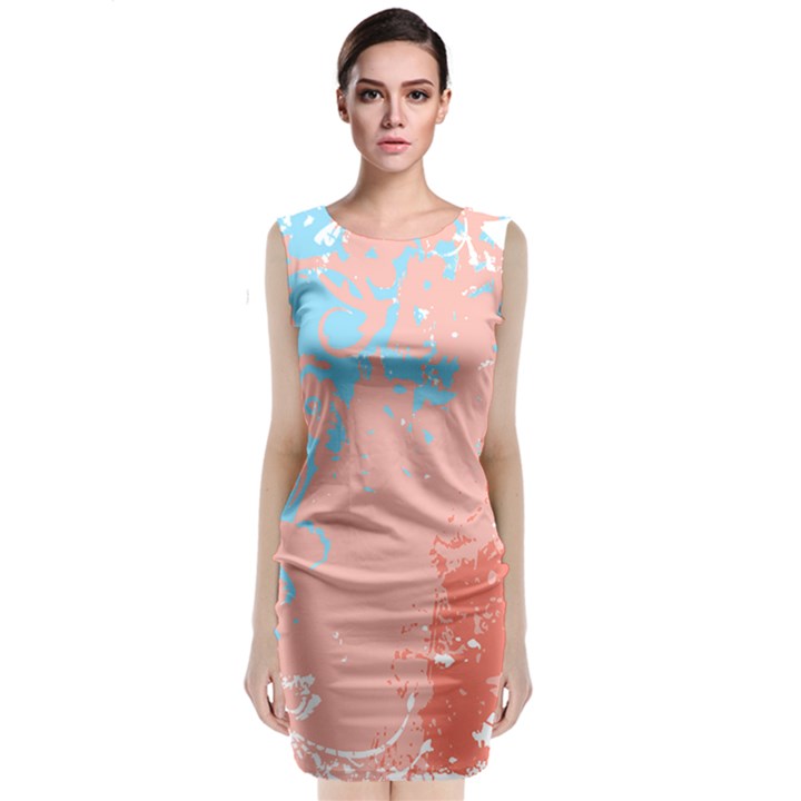 Painting T- Shirt Painting Sleeveless Velvet Midi Dress