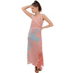 Painting T- Shirt Painting V-neck Chiffon Maxi Dress by maxcute