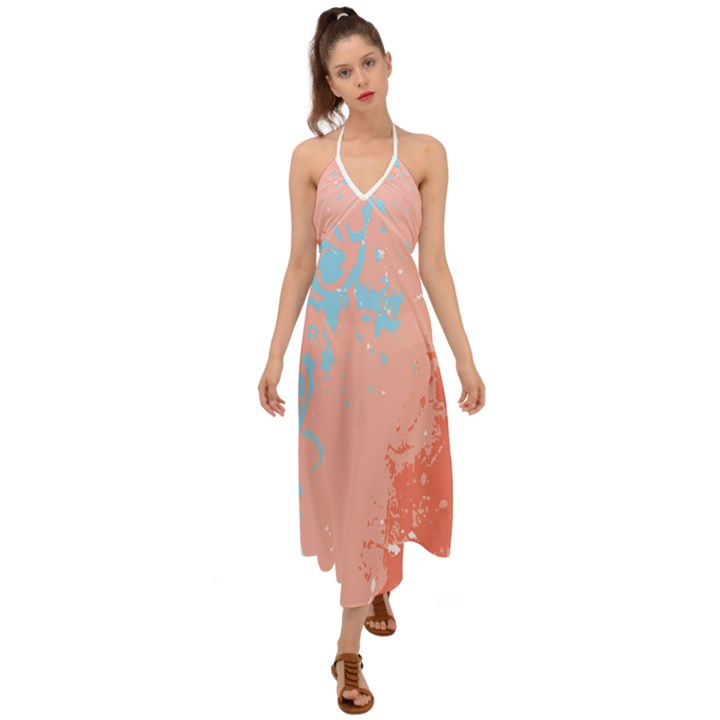 Painting T- Shirt Painting Halter Tie Back Dress 