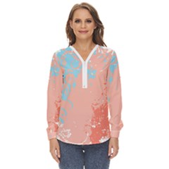 Painting T- Shirt Painting Zip Up Long Sleeve Blouse