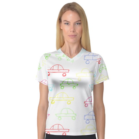 Pattern Design Colored Car Boys Gi T- Shirt Colored Car Pattern Design For Boys And Girls T- Shirt V-neck Sport Mesh Tee by maxcute