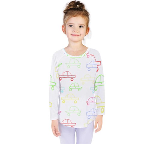 Pattern Design Colored Car Boys Gi T- Shirt Colored Car Pattern Design For Boys And Girls T- Shirt Kids  Long Sleeve Tee by maxcute