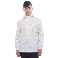 Pattern Design T- Shirt Geometric Black Triangles Gold Lines T- Shirt Men s Front Pocket Pullover Windbreaker by maxcute