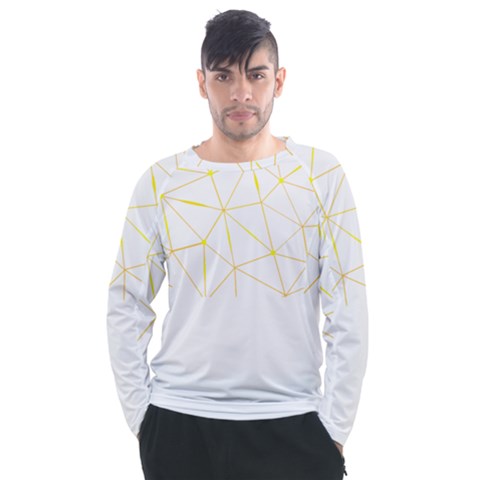 Pattern Design T- Shirt Geometric Black Triangles Gold Lines T- Shirt Men s Long Sleeve Raglan Tee by maxcute