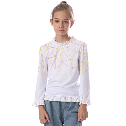 Pattern Design T- Shirt Geometric Black Triangles Gold Lines T- Shirt Kids  Frill Detail Tee by maxcute