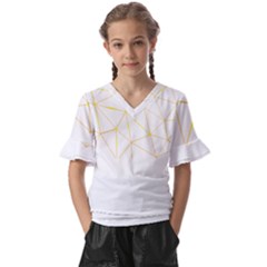 Pattern Design T- Shirt Geometric Black Triangles Gold Lines T- Shirt Kids  V-neck Horn Sleeve Blouse by maxcute