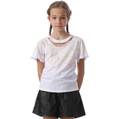 Pattern Design T- Shirt Geometric Black Triangles Gold Lines T- Shirt Kids  Front Cut Tee by maxcute