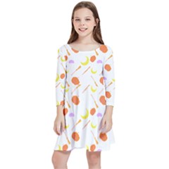 Pattern Design T- Shirt Halloween With Witch Stuffs T- Shirt Kids  Quarter Sleeve Skater Dress by maxcute