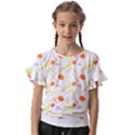 Pattern Design T- Shirt Halloween With Witch Stuffs T- Shirt Kids  Cut Out Flutter Sleeves View1