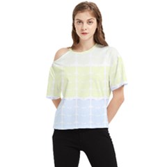 Pattern T- Shirt Abstract Geometric Repeat Leaf Pattern T- Shirt One Shoulder Cut Out Tee by maxcute