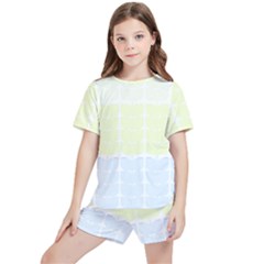 Pattern T- Shirt Abstract Geometric Repeat Leaf Pattern T- Shirt Kids  Tee And Sports Shorts Set by maxcute