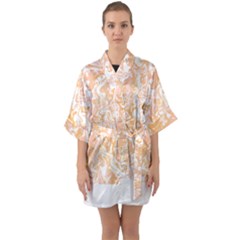 Pattern T- Shirt Abstract Pattern With Brown Waves T- Shirt Half Sleeve Satin Kimono  by maxcute