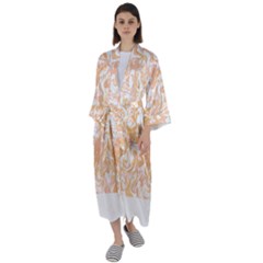 Pattern T- Shirt Abstract Pattern With Brown Waves T- Shirt Maxi Satin Kimono by maxcute