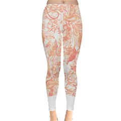 Pattern T- Shirt Autumn Peach Art Nouveau Pattern T- Shirt Leggings  by maxcute