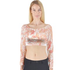 Pattern T- Shirt Autumn Peach Art Nouveau Pattern T- Shirt Long Sleeve Crop Top by maxcute