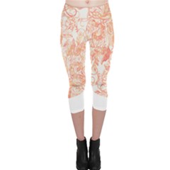 Pattern T- Shirt Autumn Peach Art Nouveau Pattern T- Shirt Capri Leggings  by maxcute