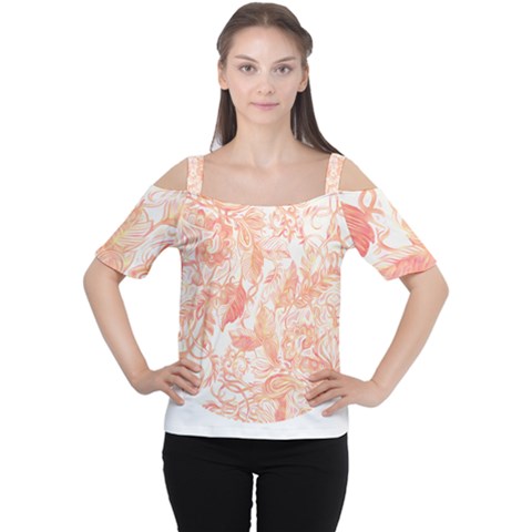 Pattern T- Shirt Autumn Peach Art Nouveau Pattern T- Shirt Cutout Shoulder Tee by maxcute