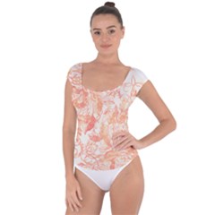 Pattern T- Shirt Autumn Peach Art Nouveau Pattern T- Shirt Short Sleeve Leotard  by maxcute