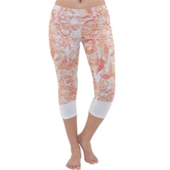 Pattern T- Shirt Autumn Peach Art Nouveau Pattern T- Shirt Capri Yoga Leggings by maxcute