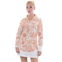 Pattern T- Shirt Autumn Peach Art Nouveau Pattern T- Shirt Women s Long Sleeve Casual Dress by maxcute