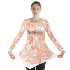 Pattern T- Shirt Autumn Peach Art Nouveau Pattern T- Shirt Long Sleeve Tunic  by maxcute