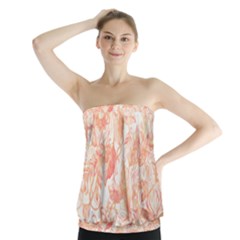 Pattern T- Shirt Autumn Peach Art Nouveau Pattern T- Shirt Strapless Top by maxcute