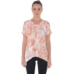 Pattern T- Shirt Autumn Peach Art Nouveau Pattern T- Shirt Cut Out Side Drop Tee by maxcute