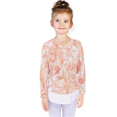 Pattern T- Shirt Autumn Peach Art Nouveau Pattern T- Shirt Kids  Long Sleeve Tee