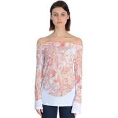 Pattern T- Shirt Autumn Peach Art Nouveau Pattern T- Shirt Off Shoulder Long Sleeve Top by maxcute